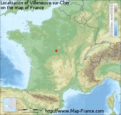 Villeneuve-sur-Cher on the map of France