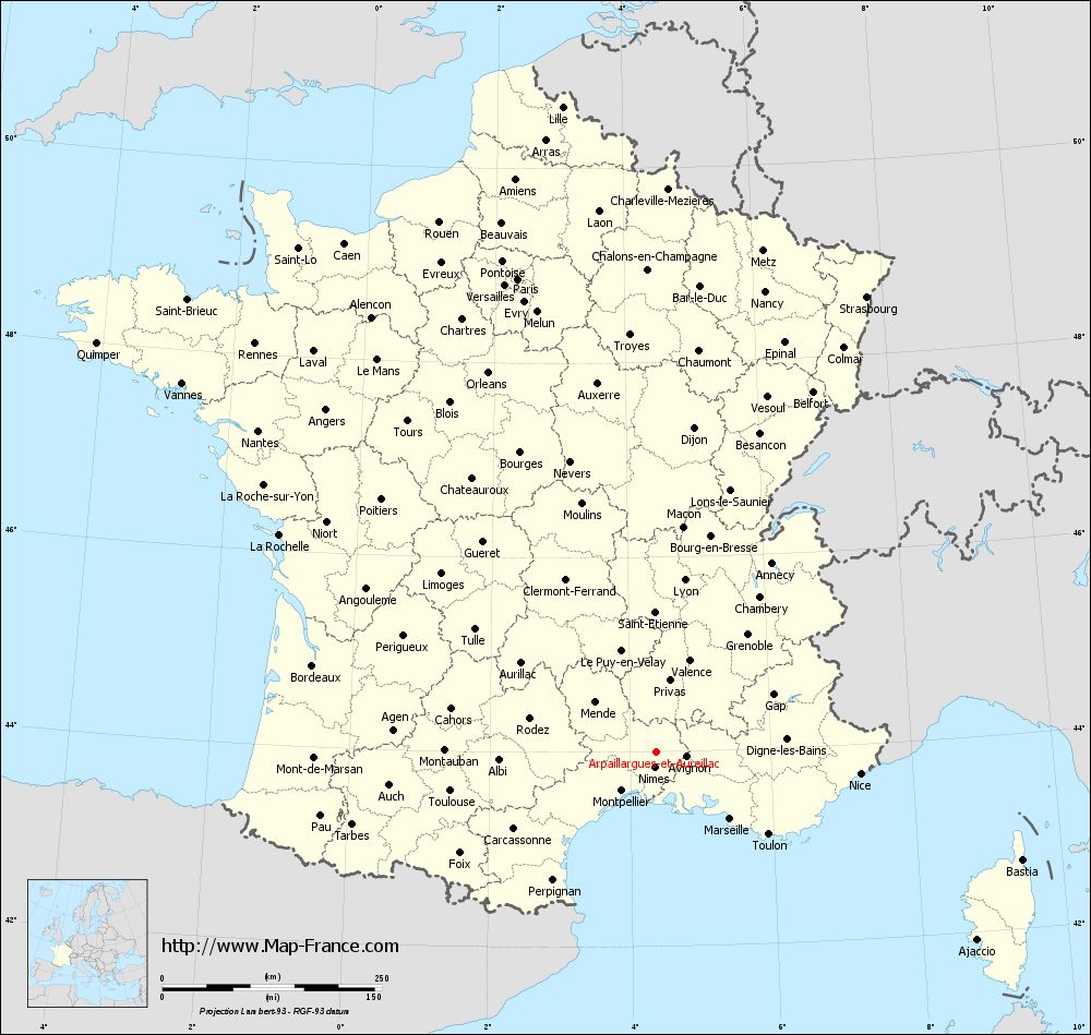 Administrative map of Arpaillargues-et-Aureillac