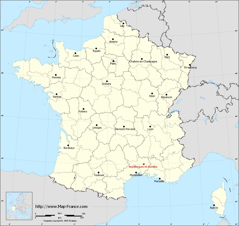 Carte administrative of Arpaillargues-et-Aureillac