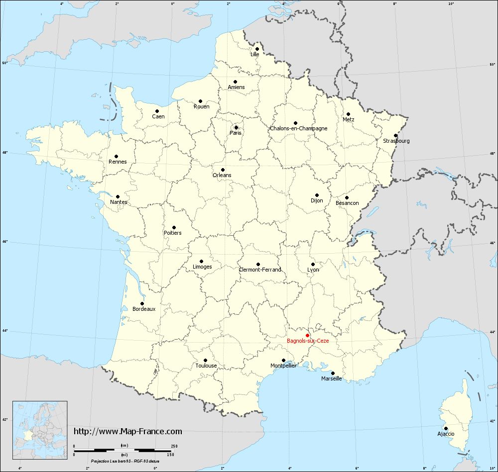 Carte administrative of Bagnols-sur-Cèze