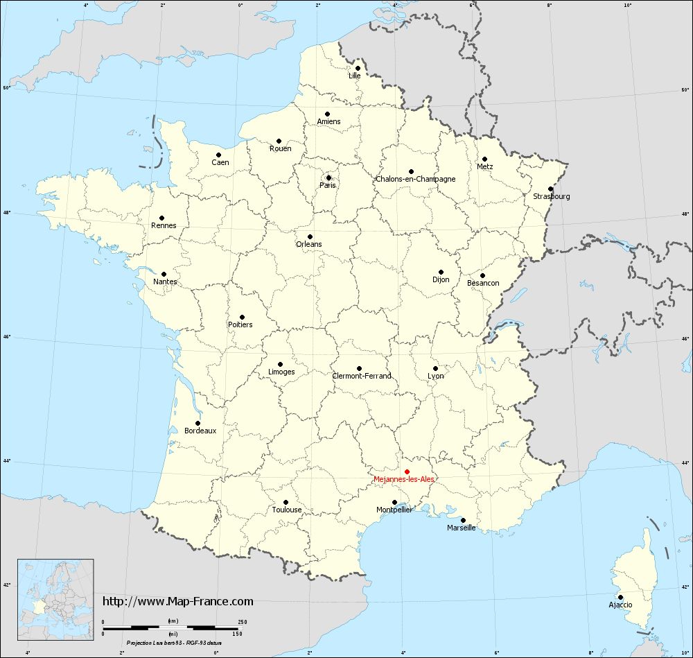 Carte administrative of Méjannes-lès-Alès