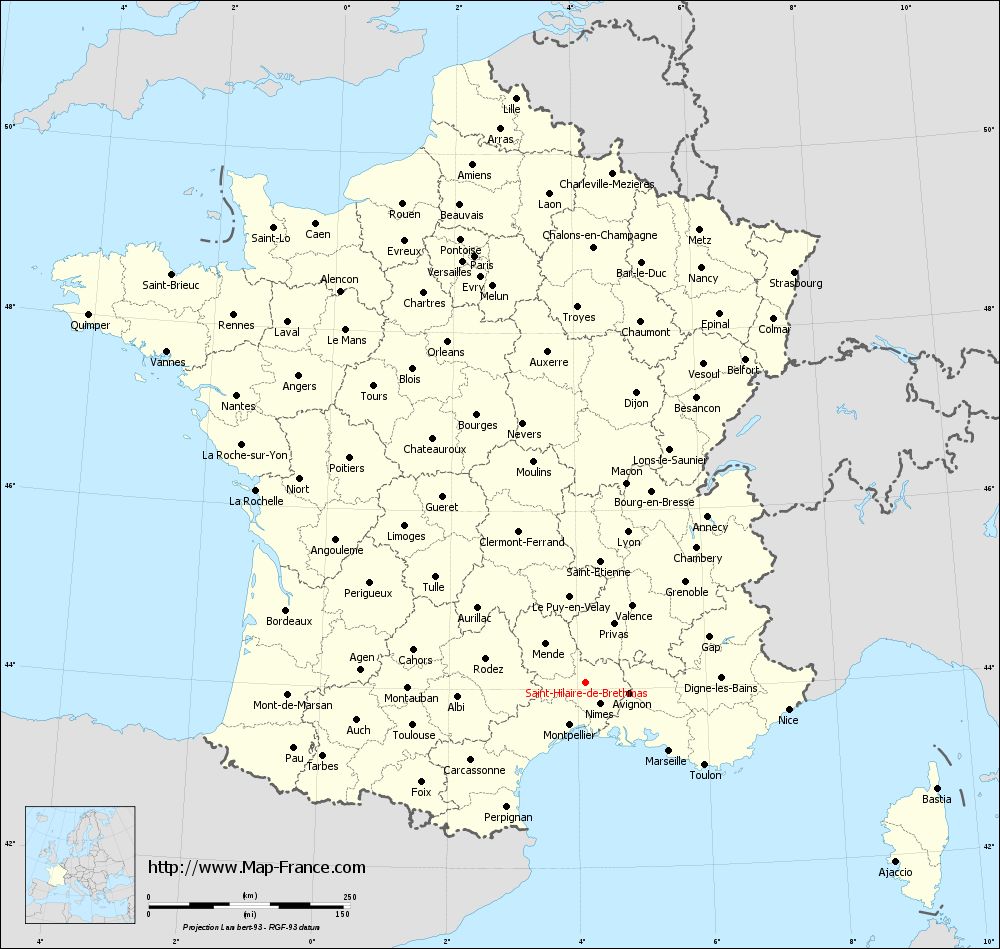 Administrative map of Saint-Hilaire-de-Brethmas