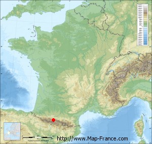 Small france map relief of Benque-Dessous-et-Dessus