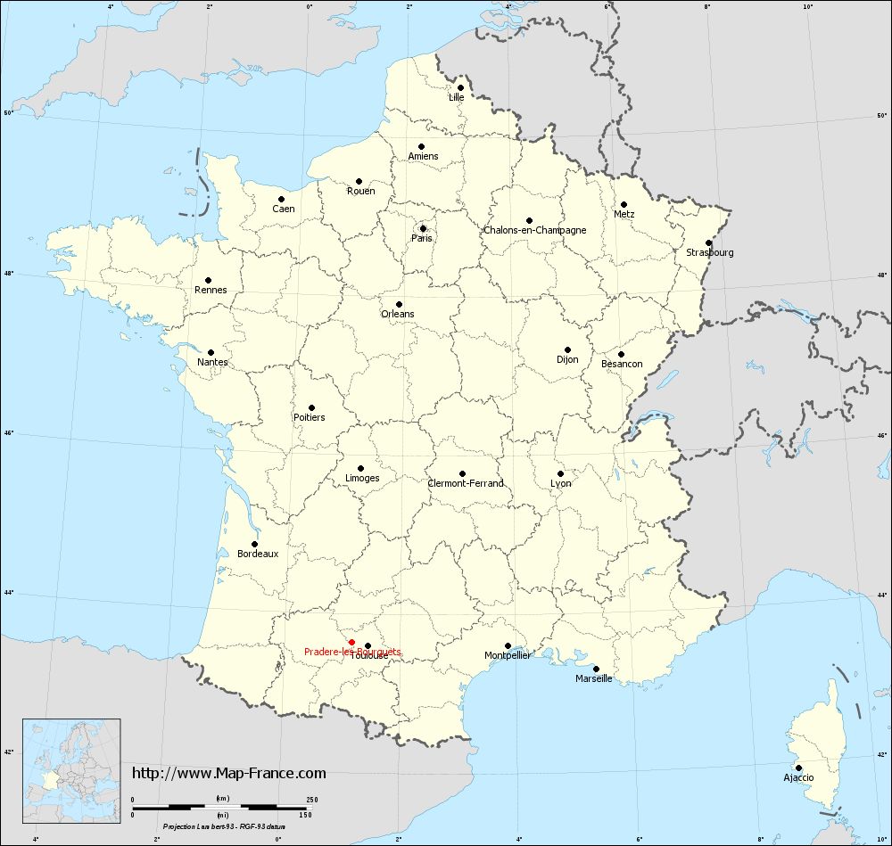 Carte administrative of Pradère-les-Bourguets