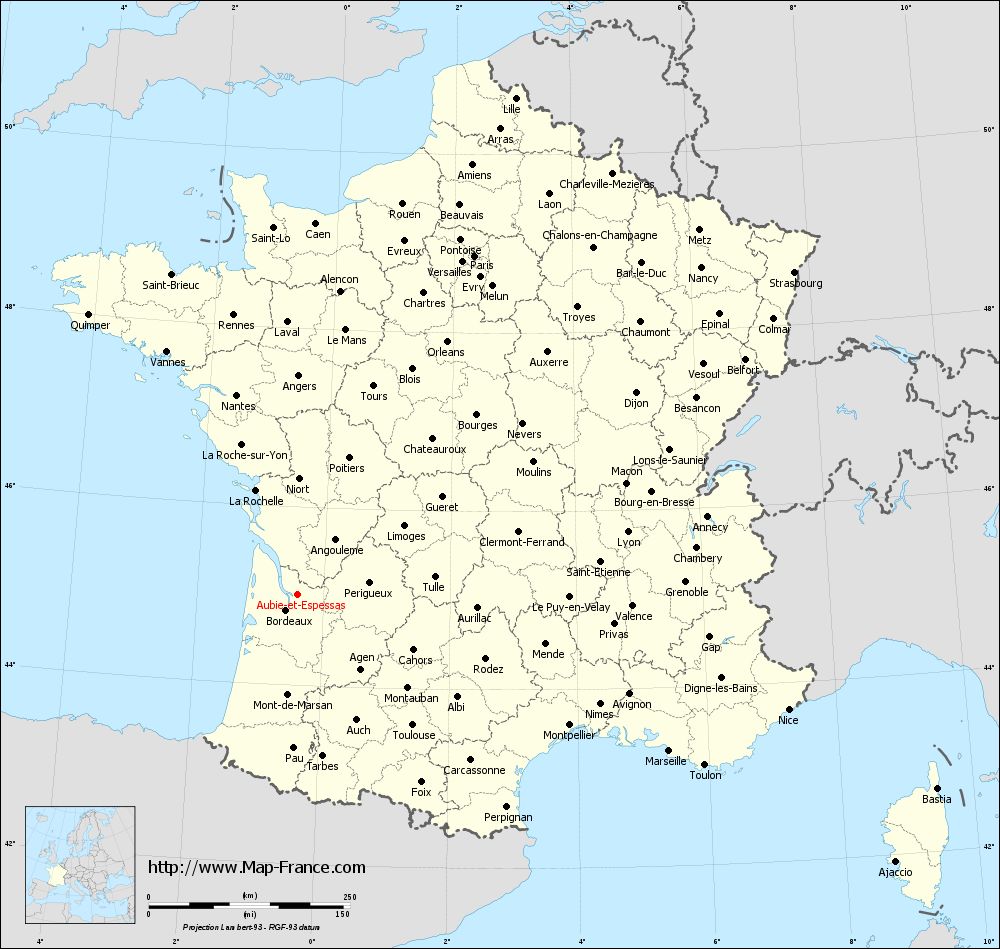 Administrative map of Aubie-et-Espessas