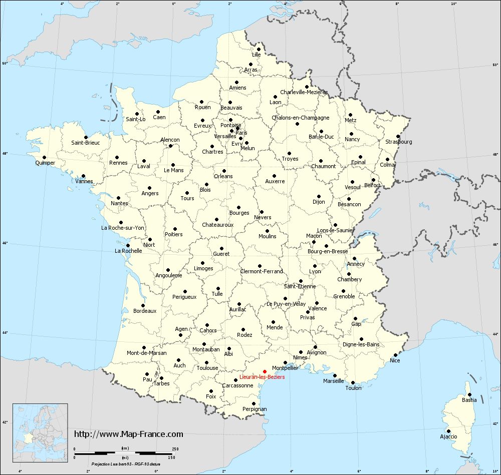 Administrative map of Lieuran-lès-Béziers
