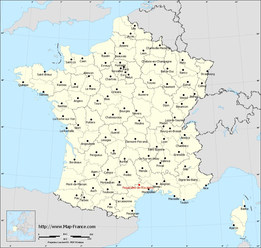 Administrative map of Pégairolles-de-l'Escalette
