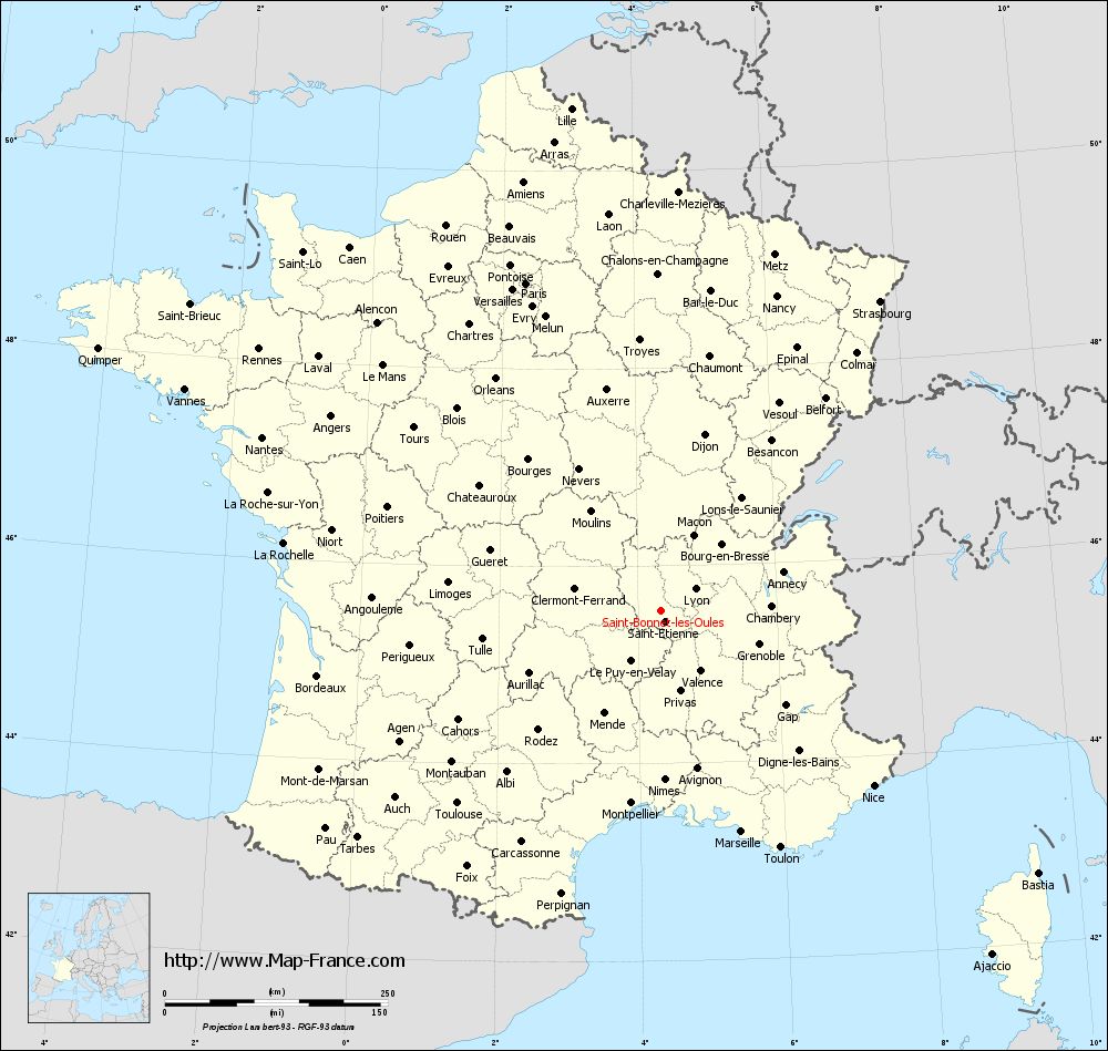 Administrative map of Saint-Bonnet-les-Oules