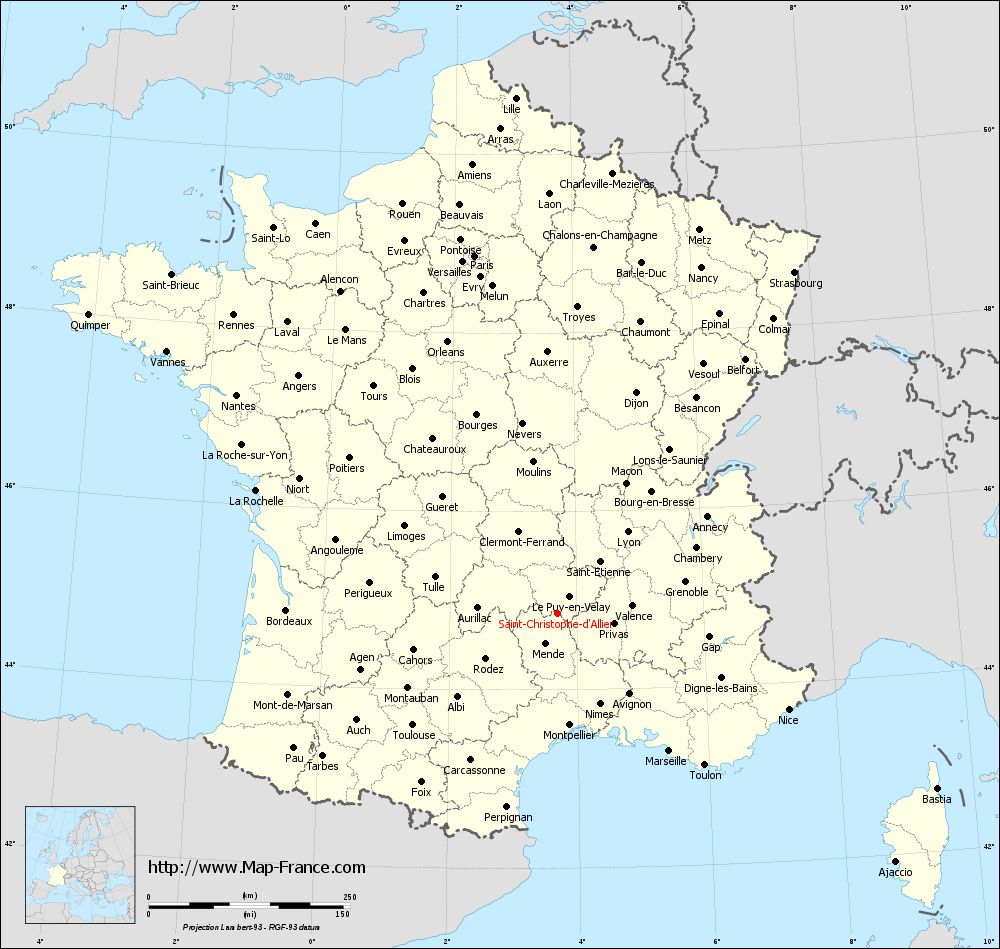 Administrative map of Saint-Christophe-d'Allier