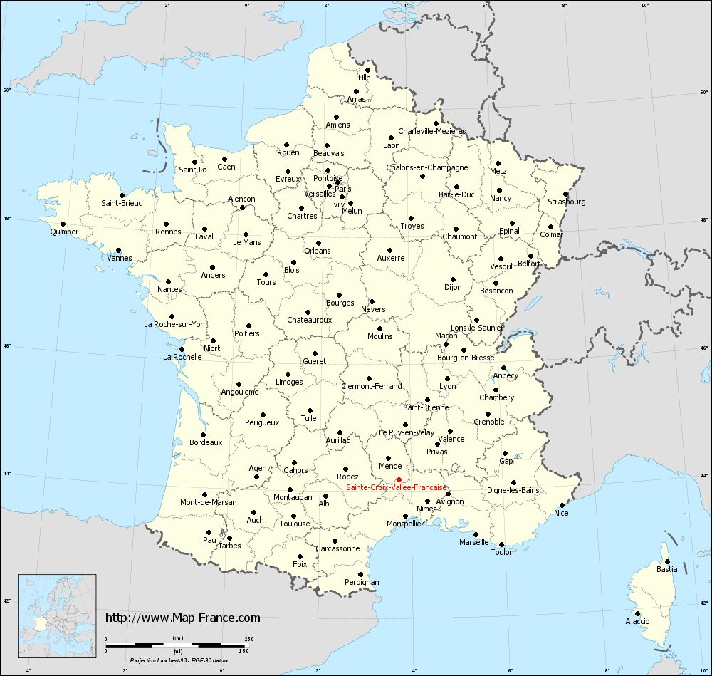 Administrative map of Sainte-Croix-Vallée-Française