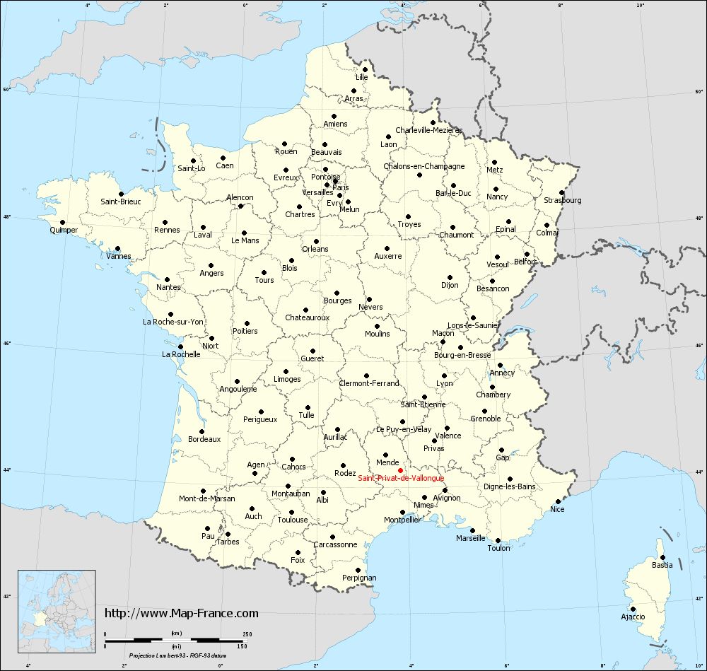 Administrative map of Saint-Privat-de-Vallongue