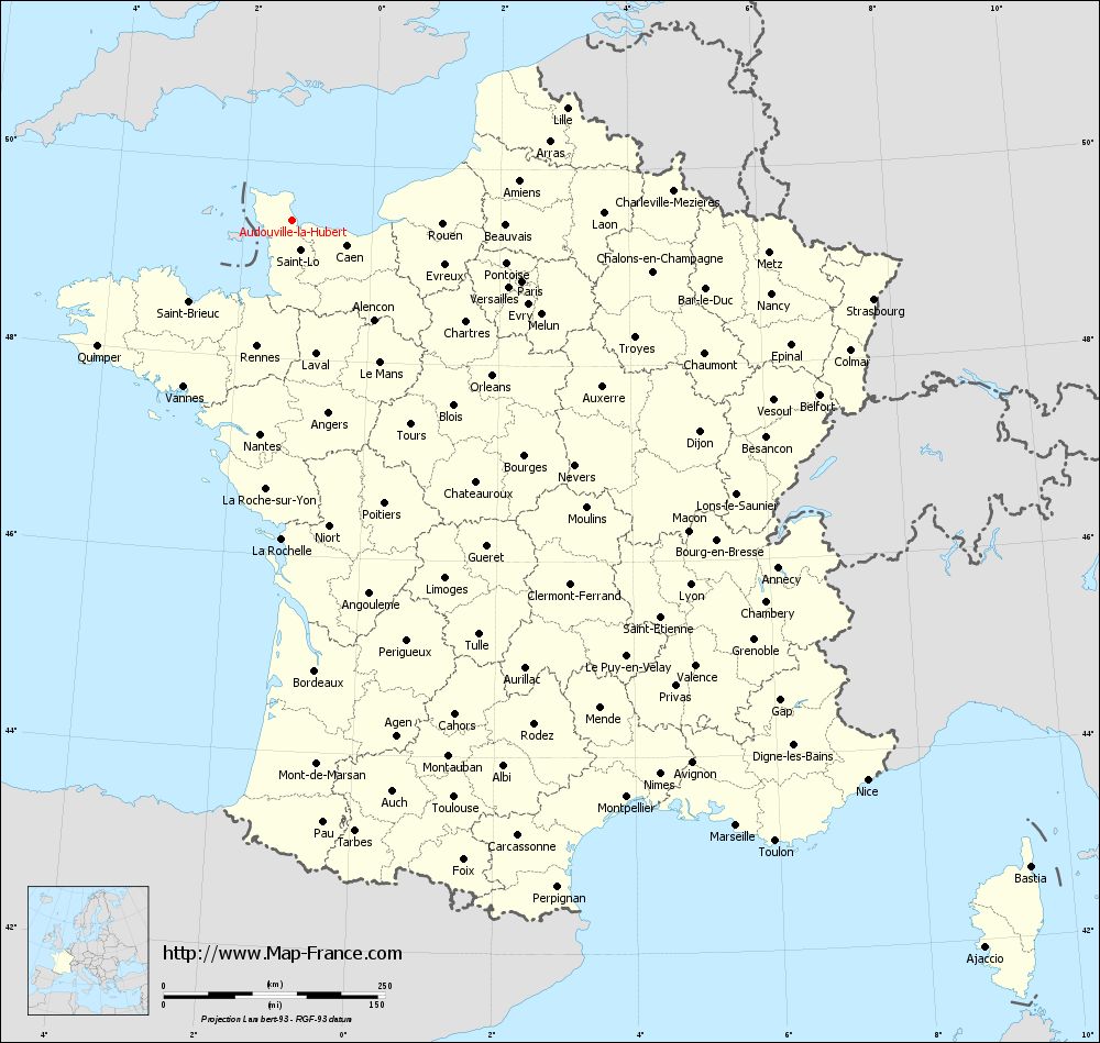 Administrative map of Audouville-la-Hubert