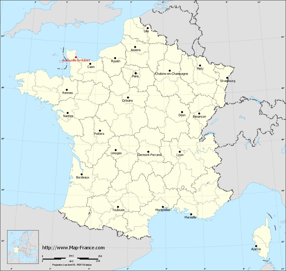 Carte administrative of Audouville-la-Hubert