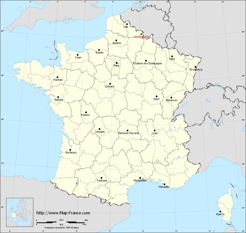 Carte administrative of Lez-Fontaine