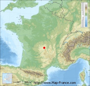 Small france map relief of Saint-Hilaire-les-Monges