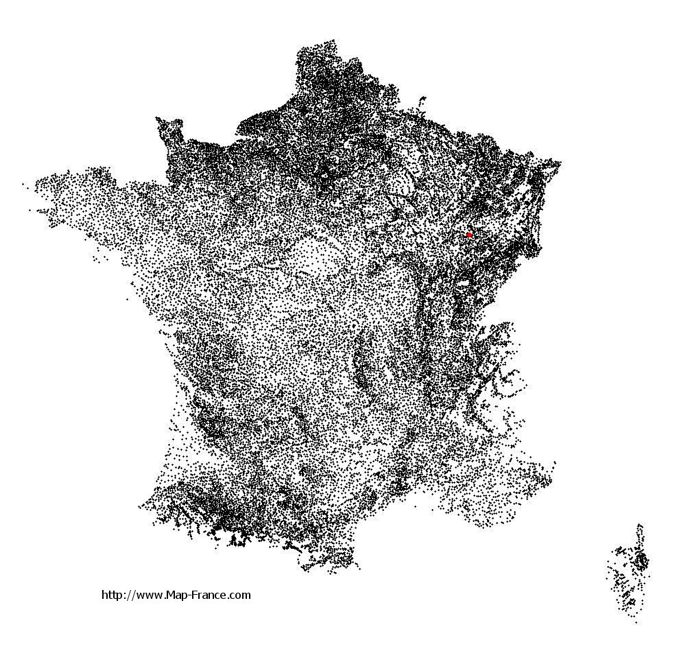 Barges on the municipalities map of France