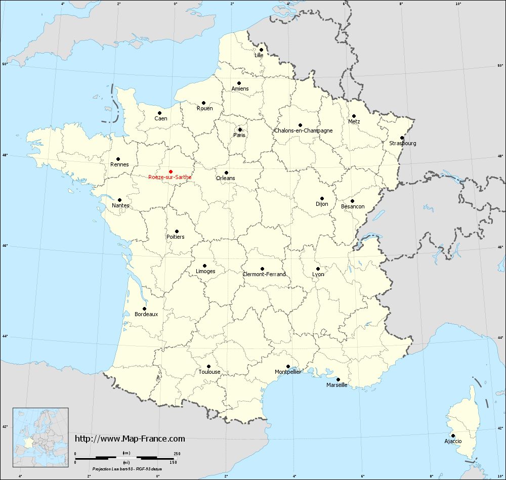 Carte administrative of Roézé-sur-Sarthe