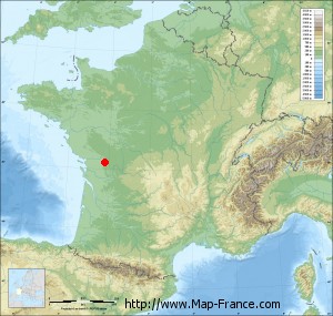 Small france map relief of Saint-Romans-lès-Melle
