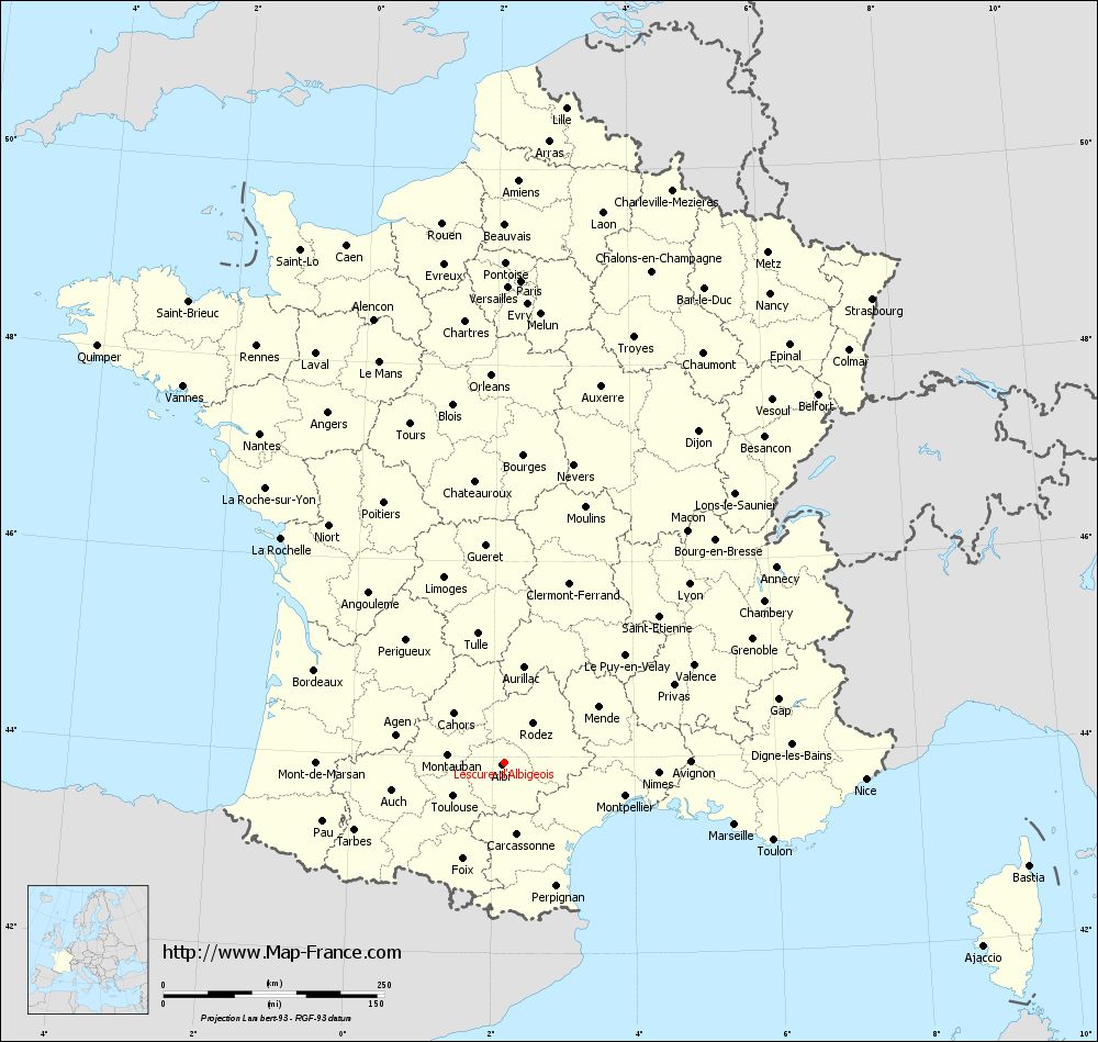 Administrative map of Lescure-d'Albigeois
