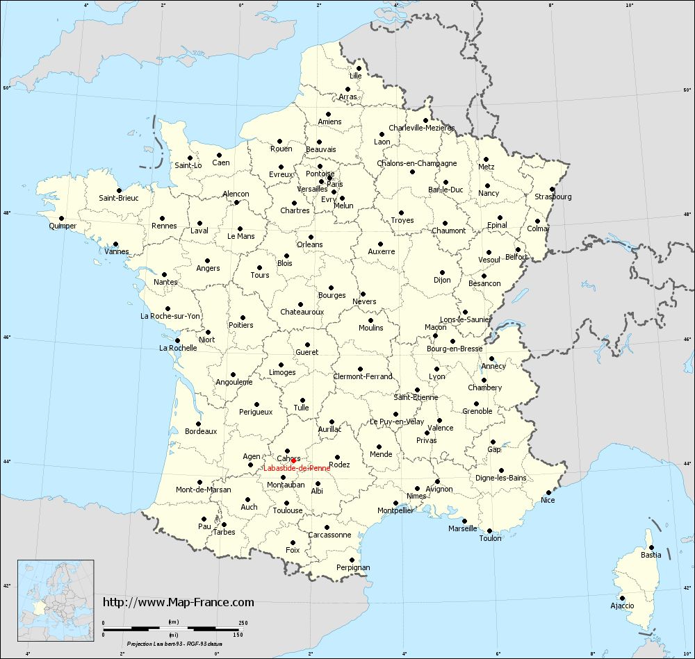 Administrative map of Labastide-de-Penne
