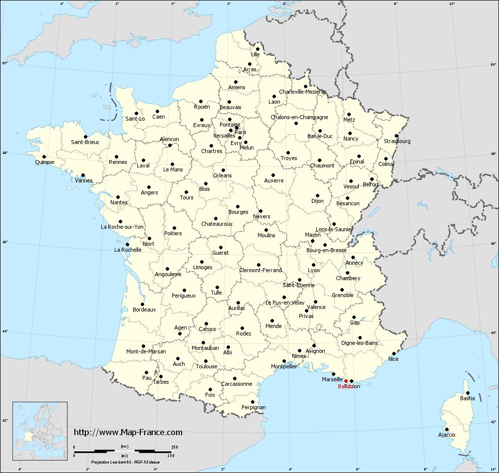 Administrative France Map Departements Bandol 